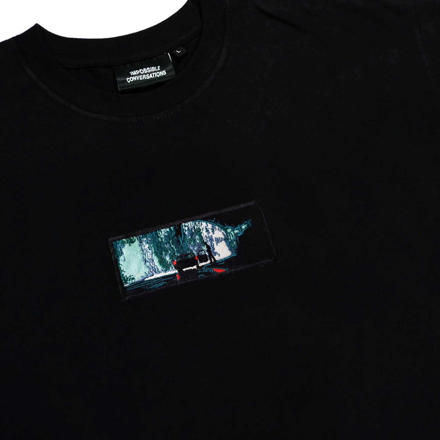 A/W23 Embroidered 'Under The Bridge In The Rain' T-Shirt {black}