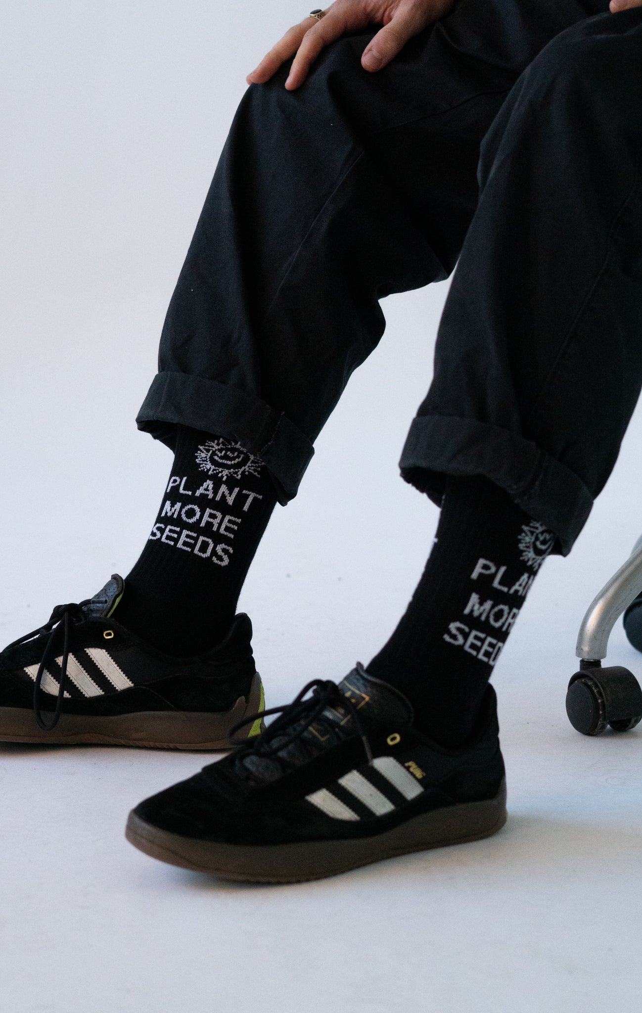 'Plant More Seeds' Crew Socks {Black}