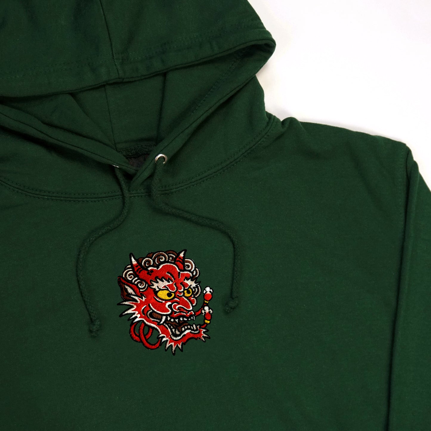 S/S23 Embroidered 'Fire Mask' Pullover {forest}