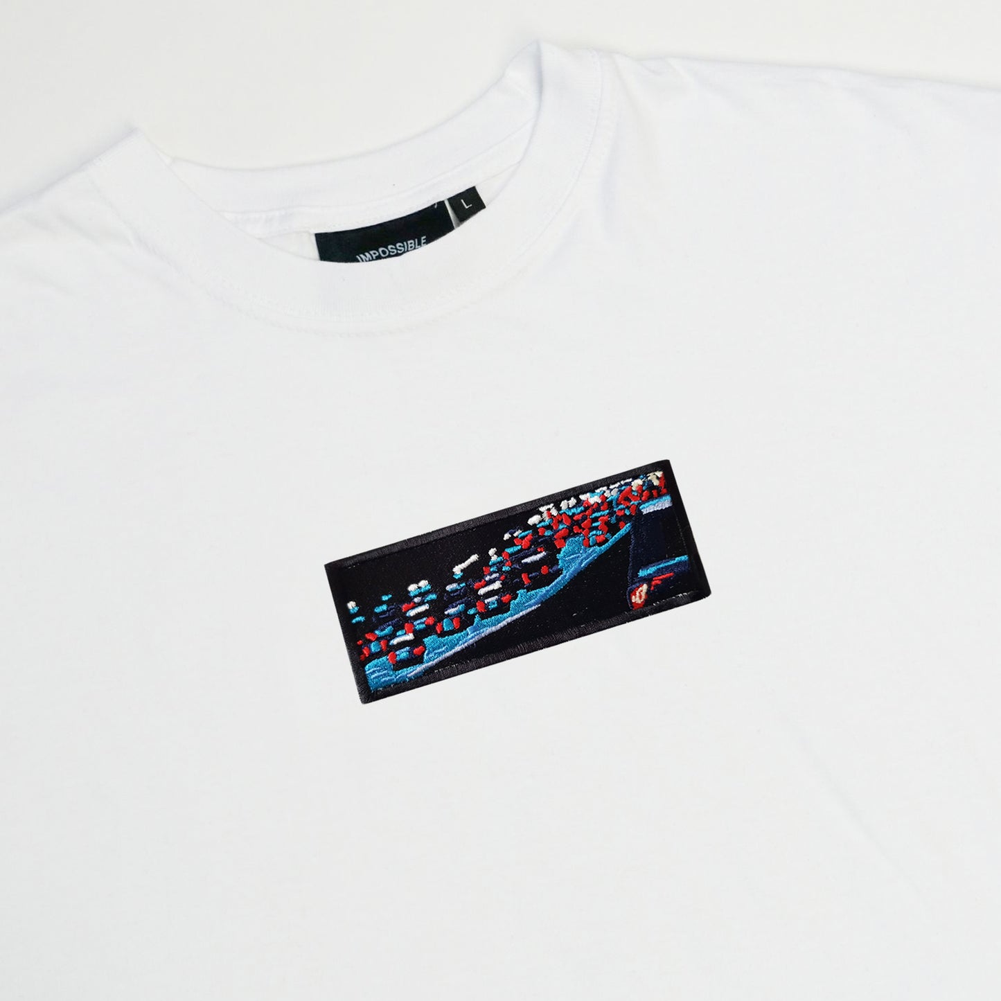 A/W23 Embroidered 'Night Traffic' T-Shirt {white}