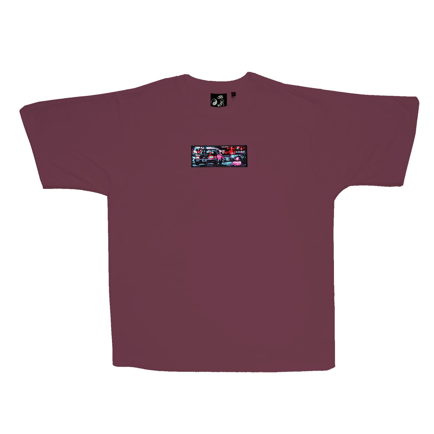 A/W23 Embroidered 'Neon Streets' T-Shirt {berry}