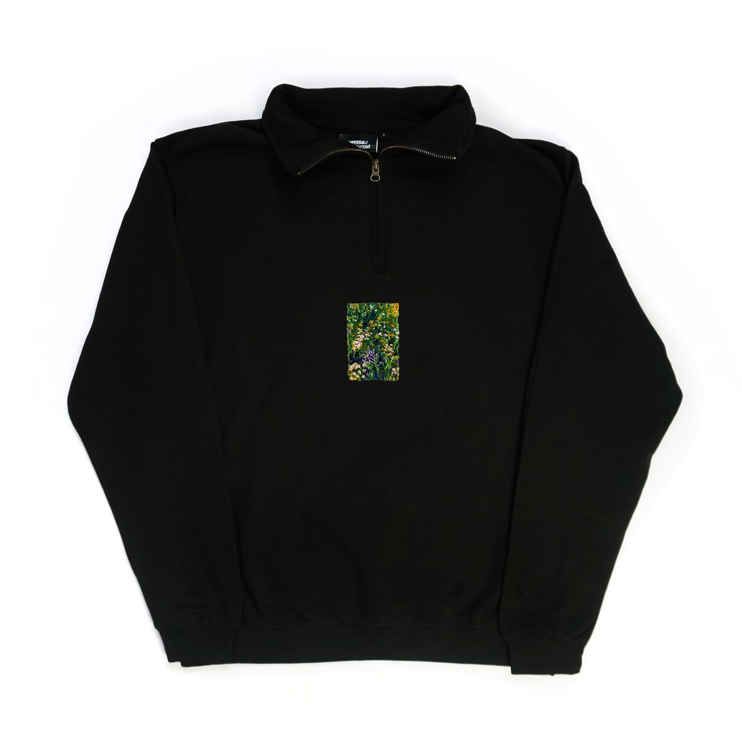 S/S22 Embroidered 'Flower Field' 1/4 Zip {black}
