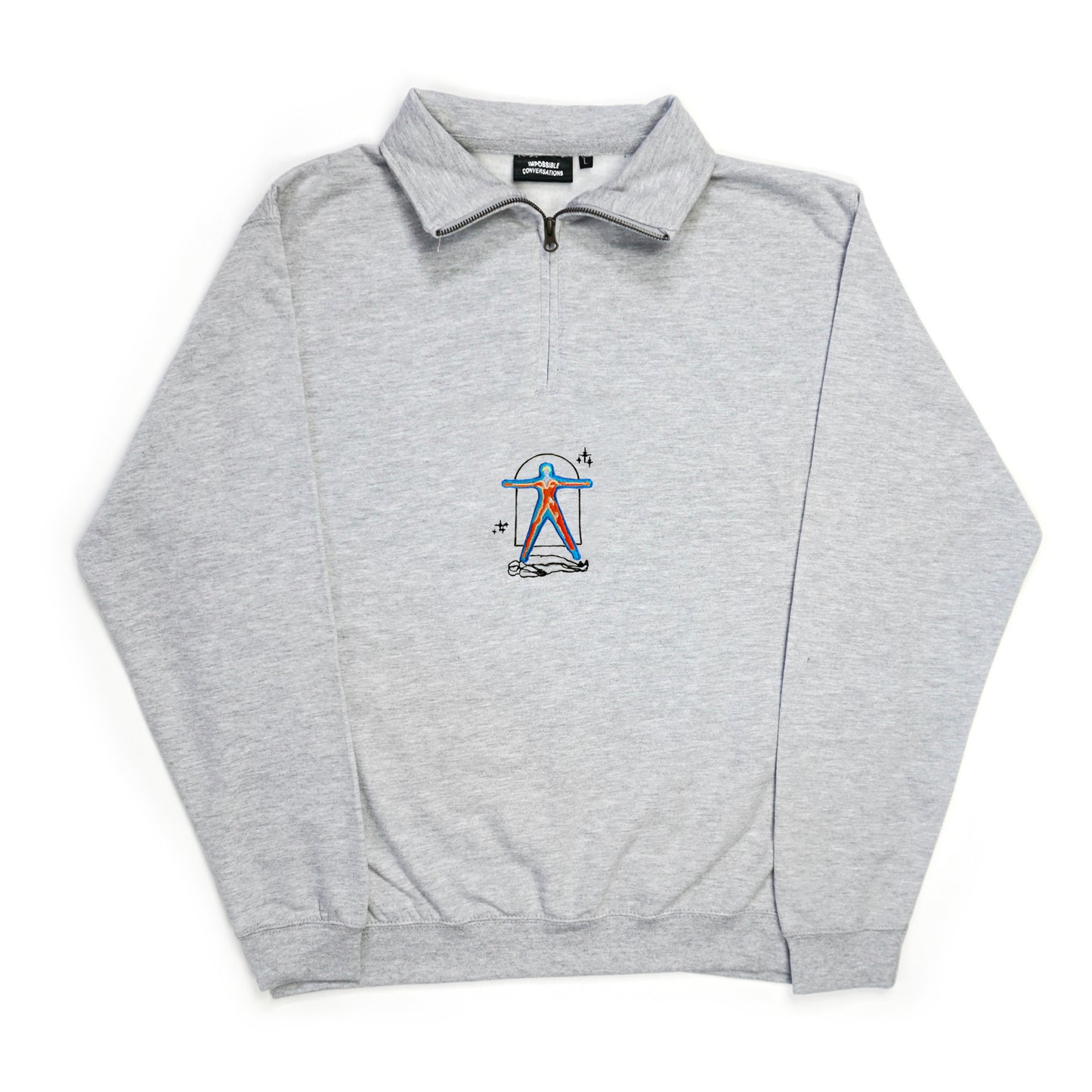 S/S22 Embroidered 'Astral Realm' 1/4 Zip {heather}