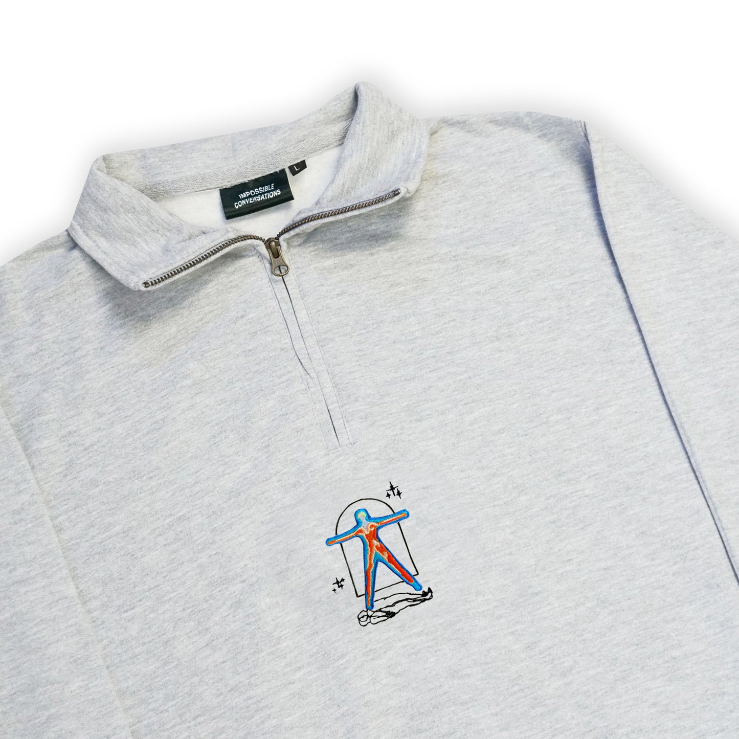 S/S22 Embroidered 'Astral Realm' 1/4 Zip {heather}