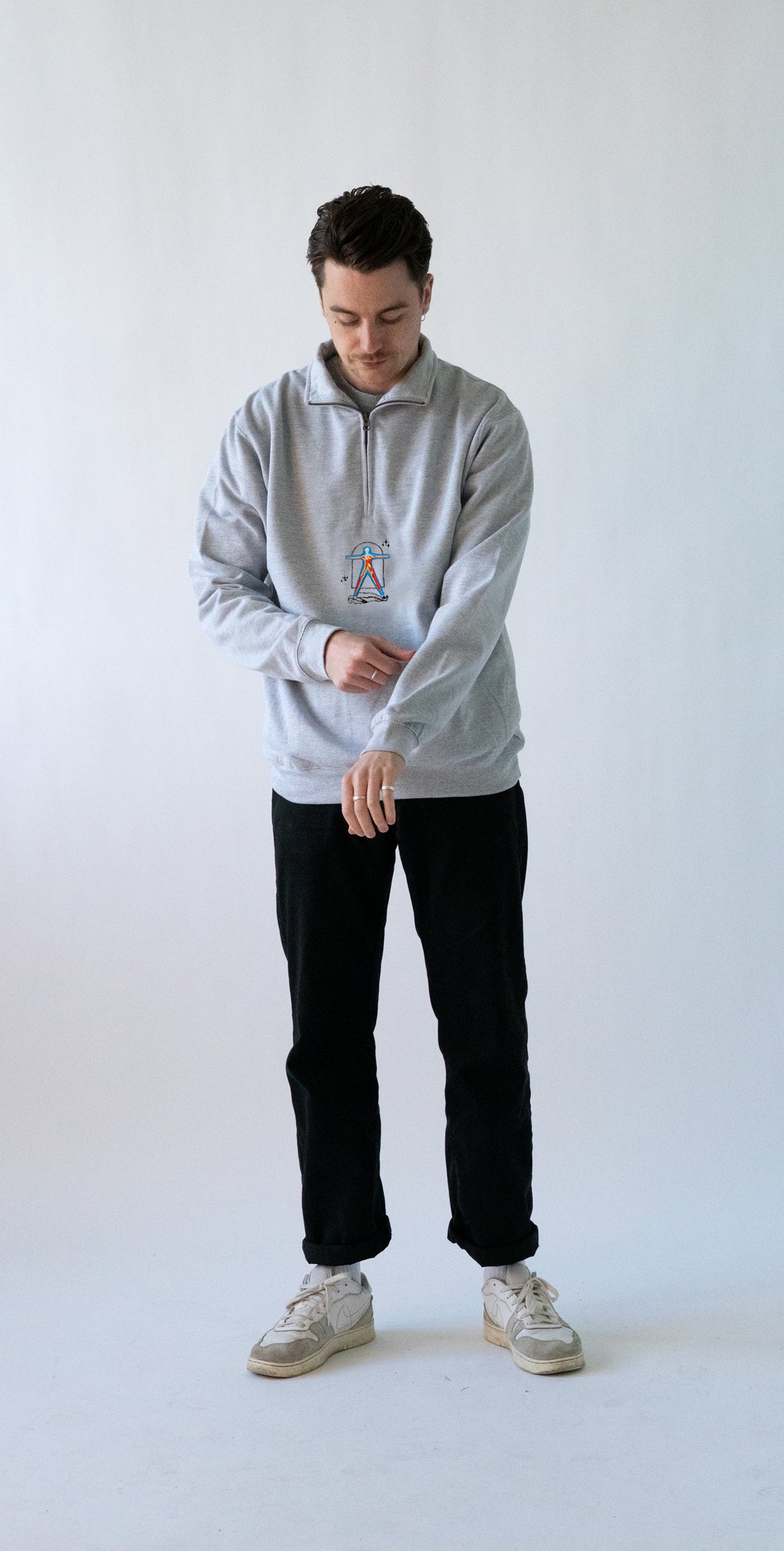 S/S22 Embroidered 'Astral Realm' 1/4 Zip {heather}