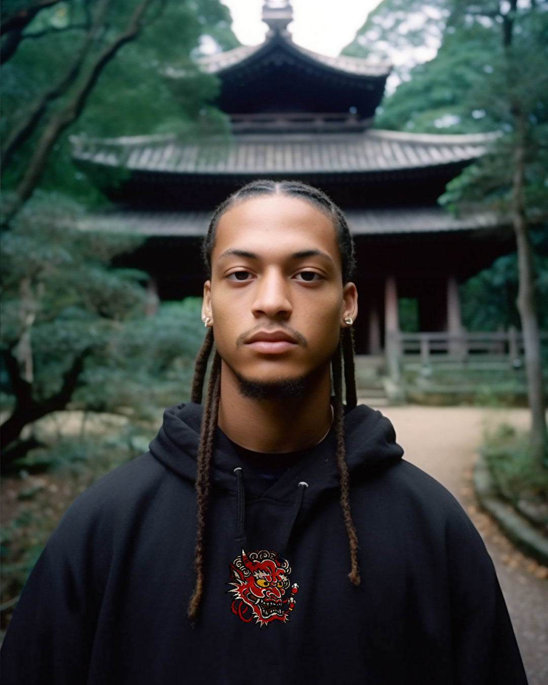 S/S23 Embroidered 'Fire Mask' Pullover {black}