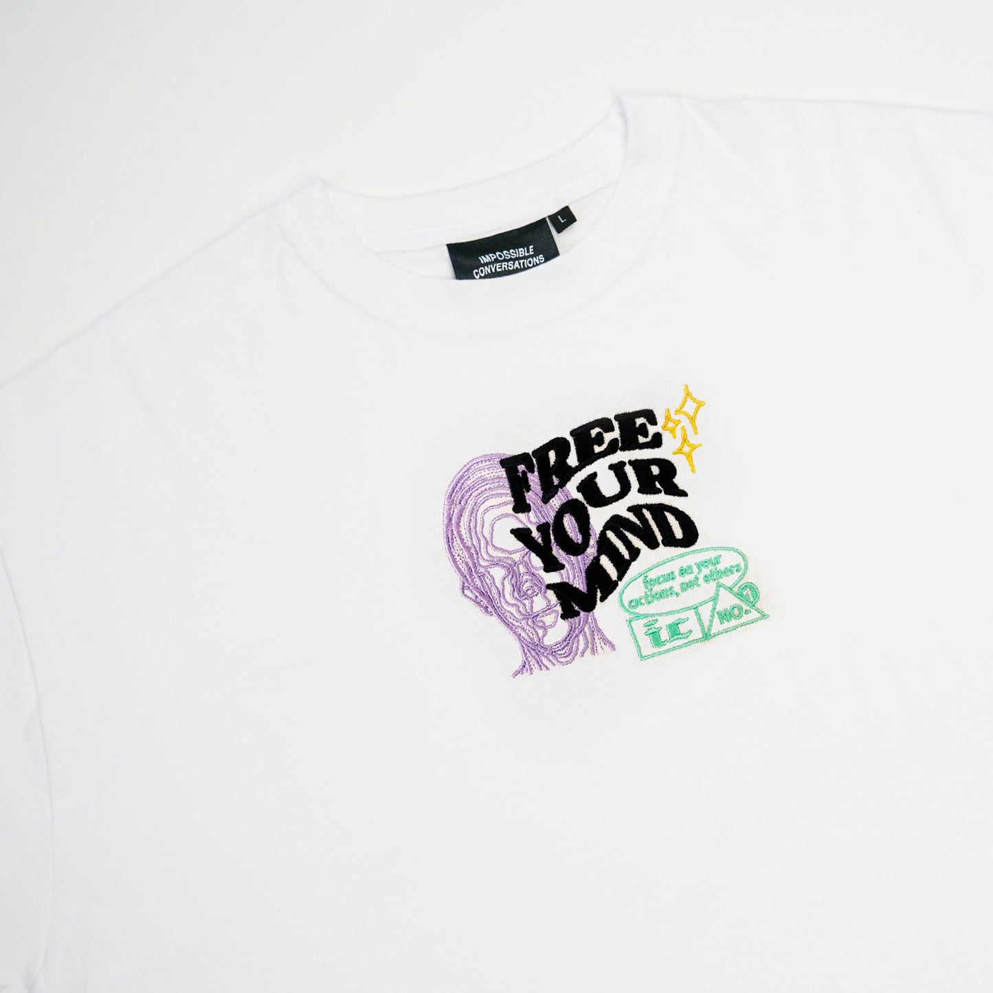 S/S23 Embroidered 'Free Your Mind' T-Shirt {white}