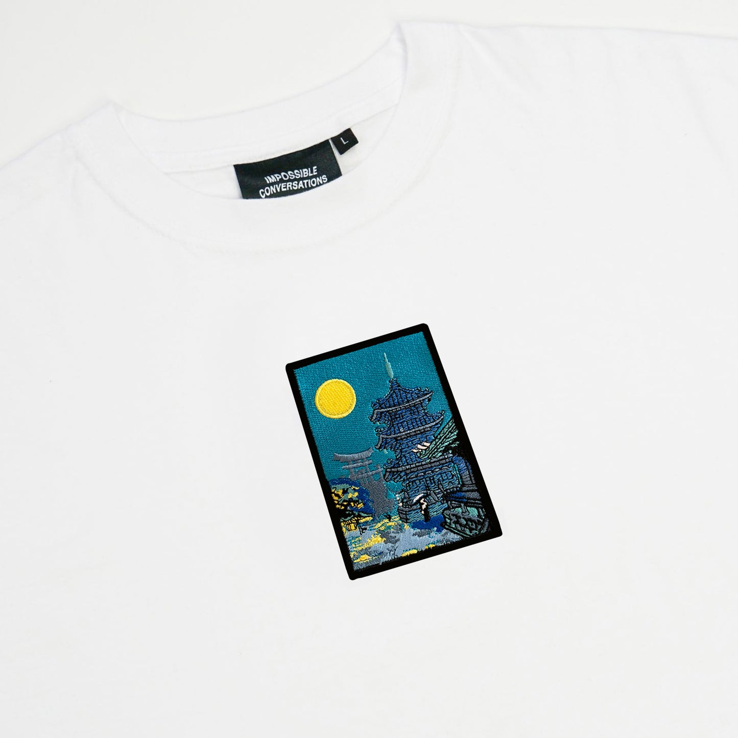 A/W22 Embroidered 'Moonlight Temple' T-Shirt {white}