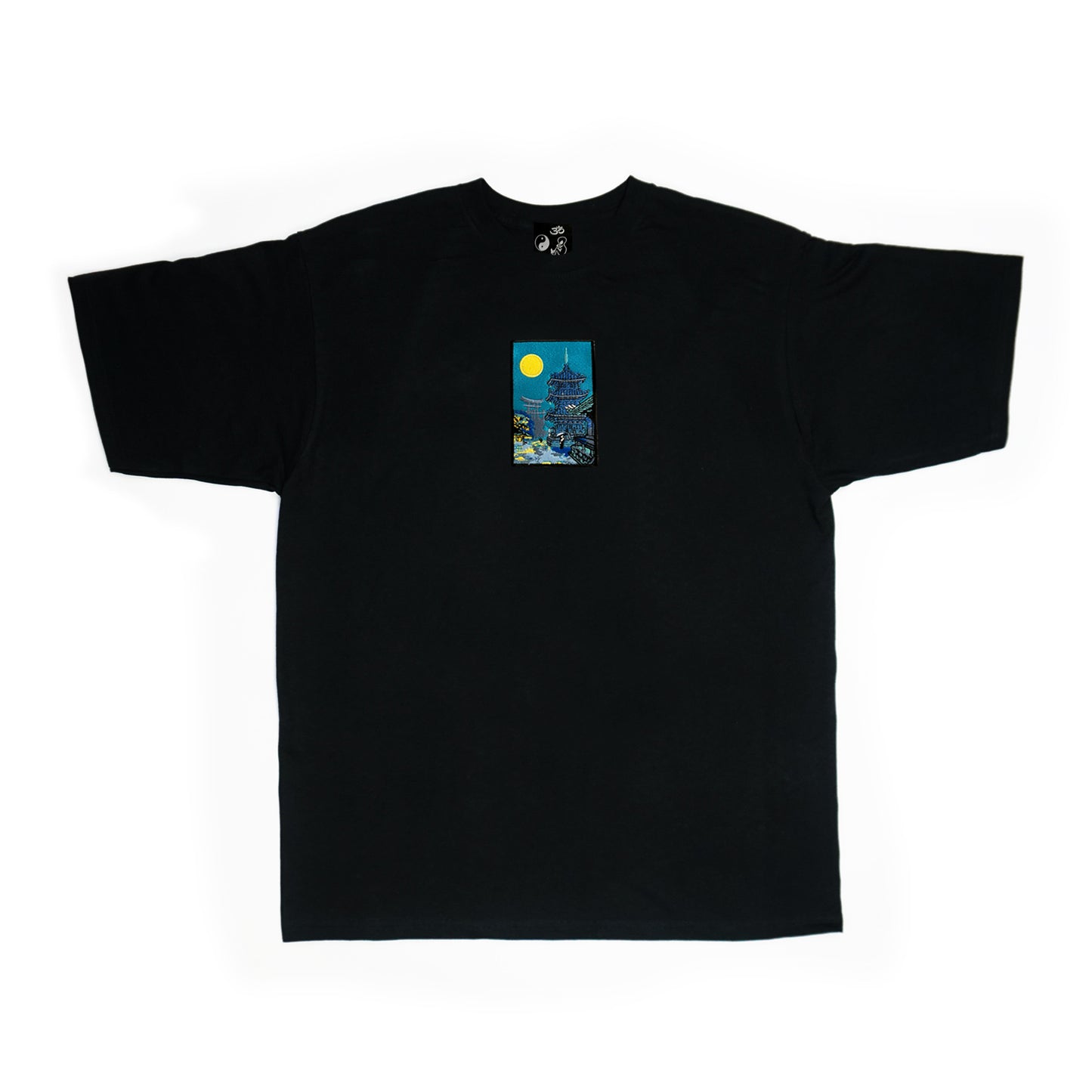 A/W22 Embroidered 'Moonlight Temple' T-Shirt {black}