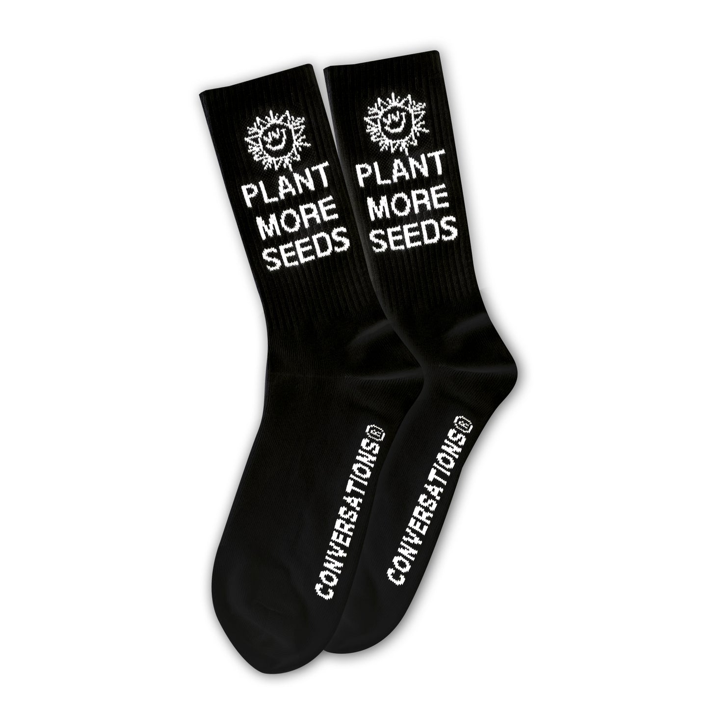 'Plant More Seeds' Crew Socks {Black}