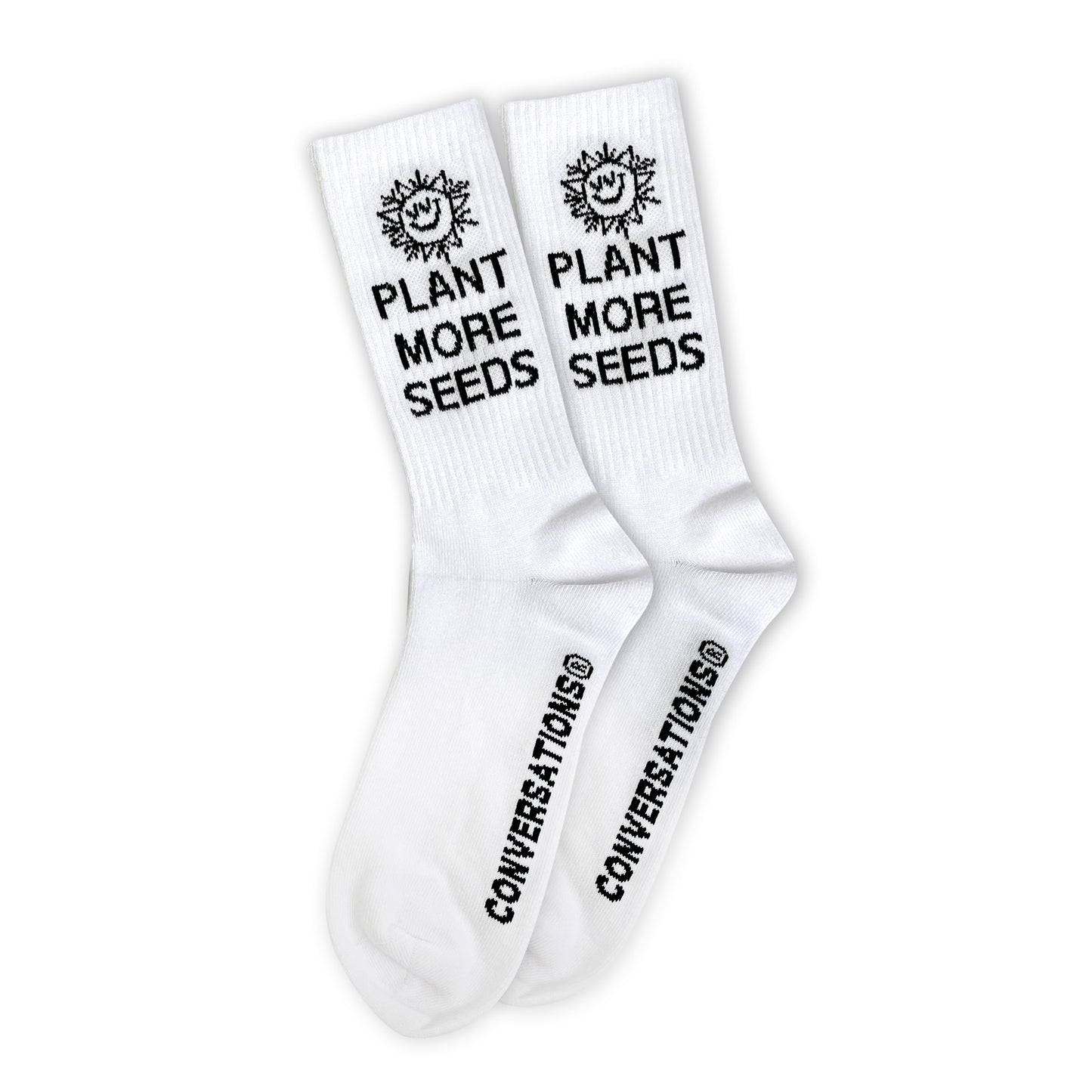 'Plant More Seeds' Crew Socks {White}